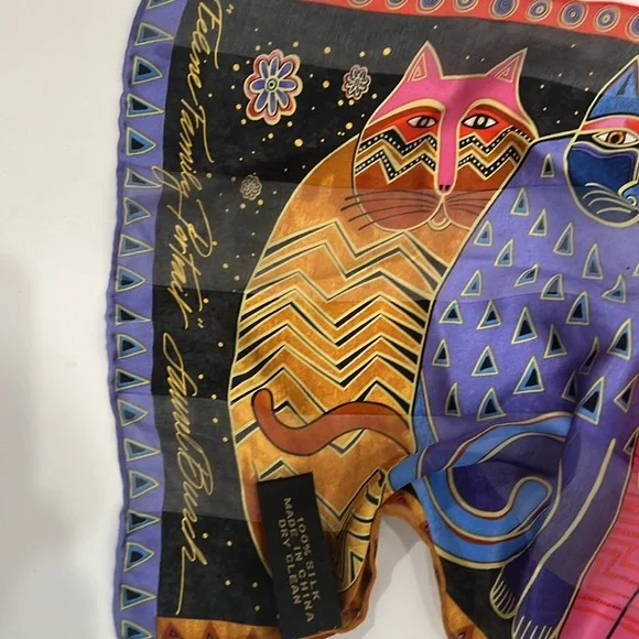 Laurel Burch scarf - 100 silk with cats print